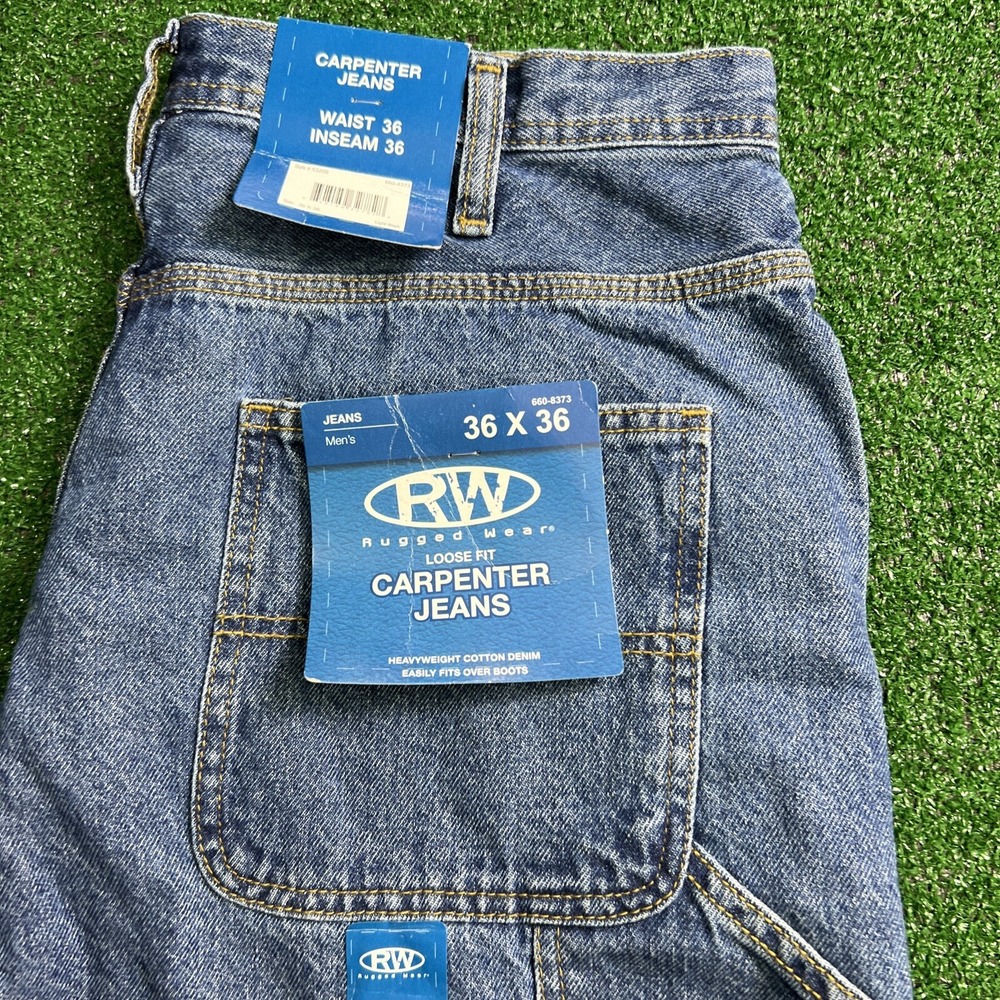 RW-Rugged Wear Loose Fit Carpenter Jeans Size 36x33 NWT - Picture 2 of 9